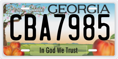 GA license plate CBA7985