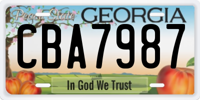 GA license plate CBA7987