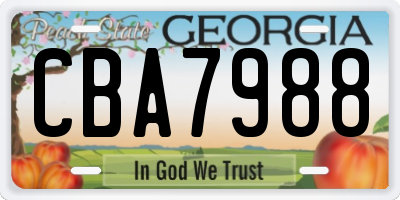 GA license plate CBA7988
