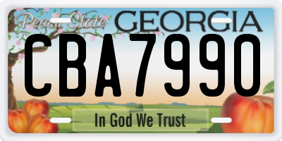 GA license plate CBA7990
