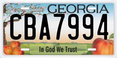 GA license plate CBA7994