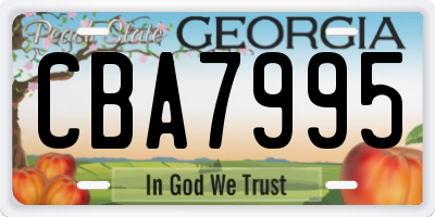 GA license plate CBA7995