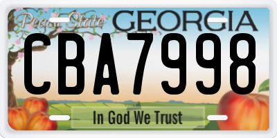 GA license plate CBA7998