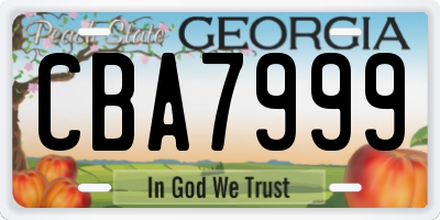 GA license plate CBA7999