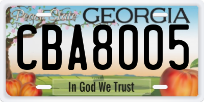 GA license plate CBA8005
