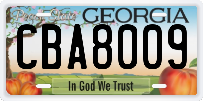 GA license plate CBA8009