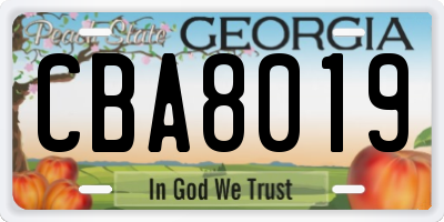 GA license plate CBA8019