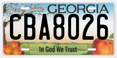 GA license plate CBA8026
