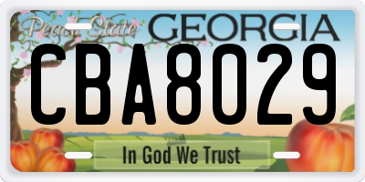GA license plate CBA8029