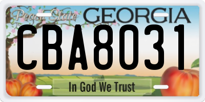 GA license plate CBA8031