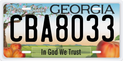 GA license plate CBA8033