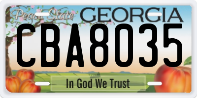GA license plate CBA8035