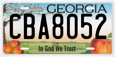 GA license plate CBA8052