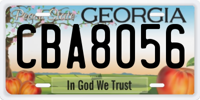 GA license plate CBA8056
