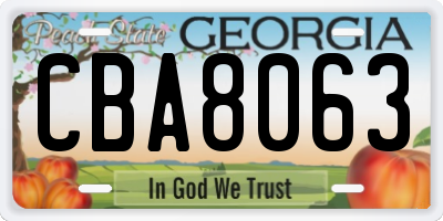GA license plate CBA8063