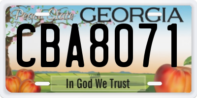 GA license plate CBA8071