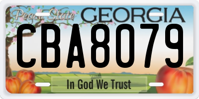 GA license plate CBA8079