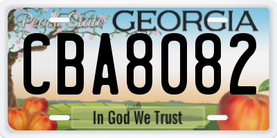GA license plate CBA8082