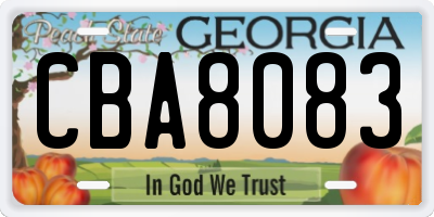 GA license plate CBA8083