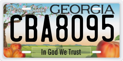 GA license plate CBA8095