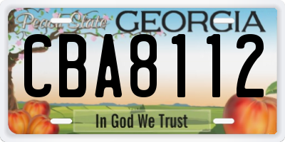 GA license plate CBA8112