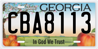 GA license plate CBA8113