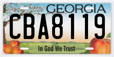 GA license plate CBA8119