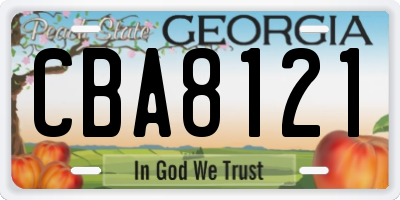 GA license plate CBA8121