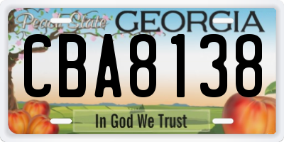 GA license plate CBA8138