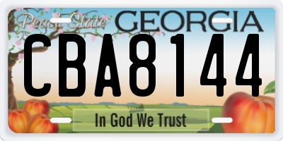 GA license plate CBA8144