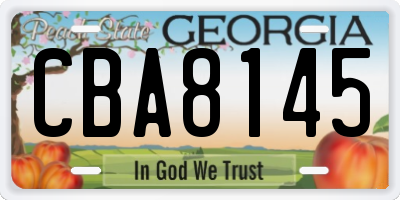 GA license plate CBA8145