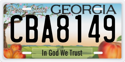 GA license plate CBA8149