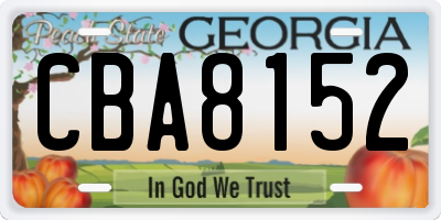 GA license plate CBA8152