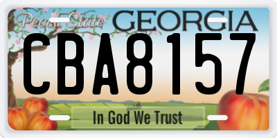 GA license plate CBA8157