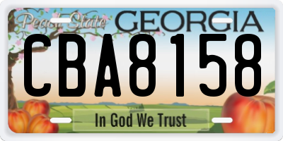 GA license plate CBA8158