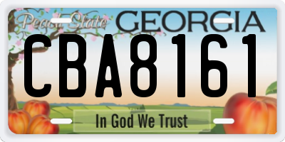 GA license plate CBA8161