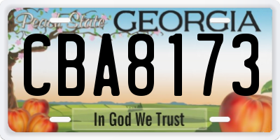 GA license plate CBA8173