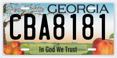 GA license plate CBA8181