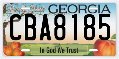 GA license plate CBA8185
