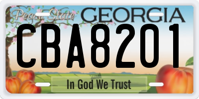 GA license plate CBA8201