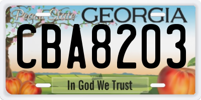 GA license plate CBA8203