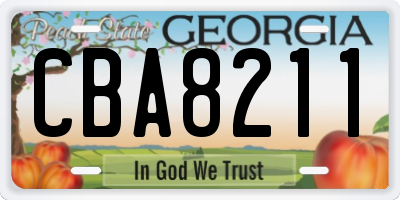 GA license plate CBA8211