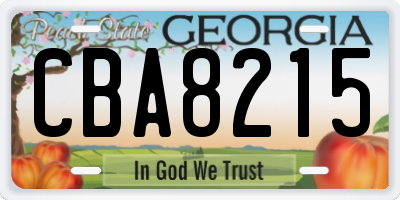 GA license plate CBA8215