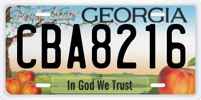 GA license plate CBA8216