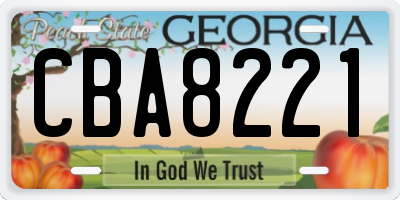 GA license plate CBA8221