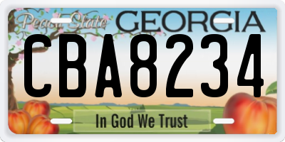 GA license plate CBA8234