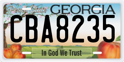 GA license plate CBA8235