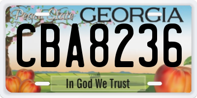 GA license plate CBA8236