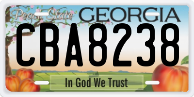 GA license plate CBA8238