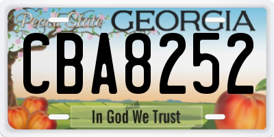 GA license plate CBA8252